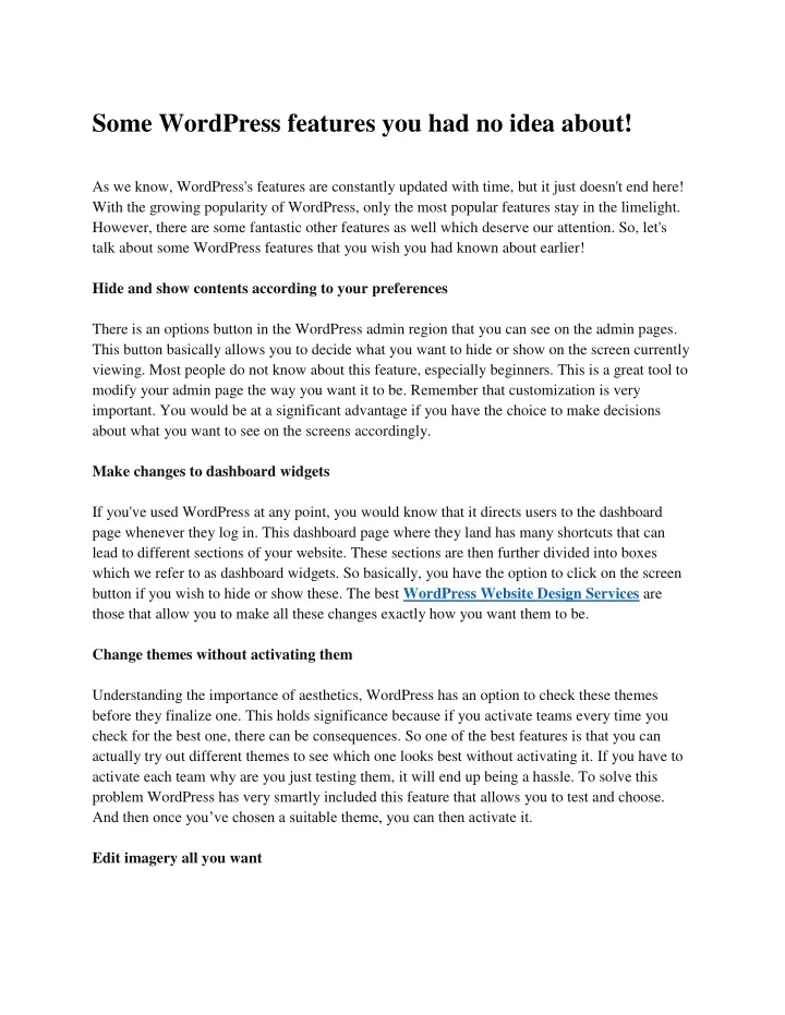 some wordpress features you had no idea about