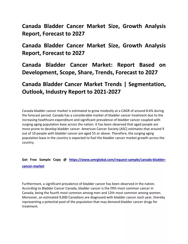 canada bladder cancer market size growth analysis
