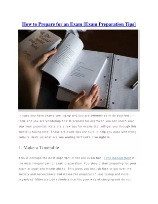 how to prepare for an exam exam preparation tips