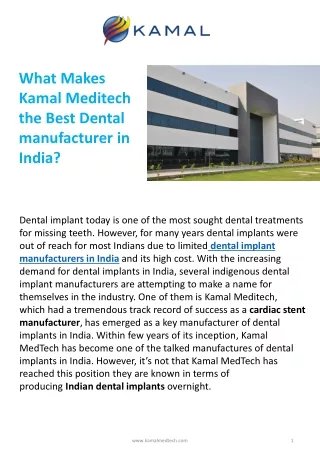 What Makes Kamal Medtech Best Dental Implant Manufacturer In India