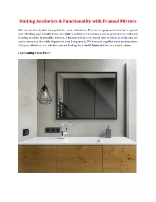 Uniting Aesthetics & Functionality with Framed Mirrors