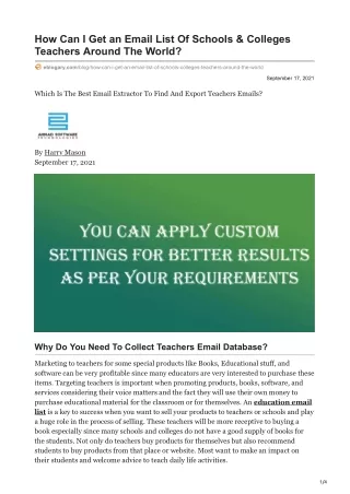How Can I Get an Email List Of Schools and Colleges Teachers Around The World?