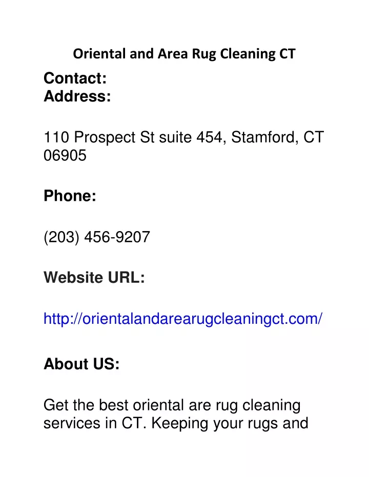 oriental and area rug cleaning ct contact address