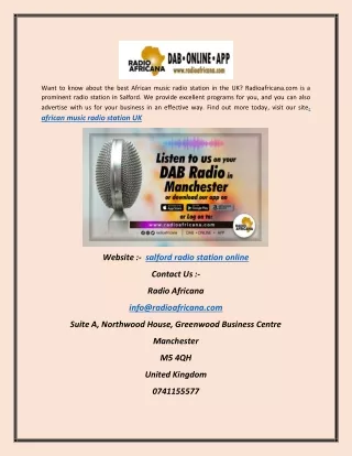 Salford Radio Station Online | Radioafricana.com