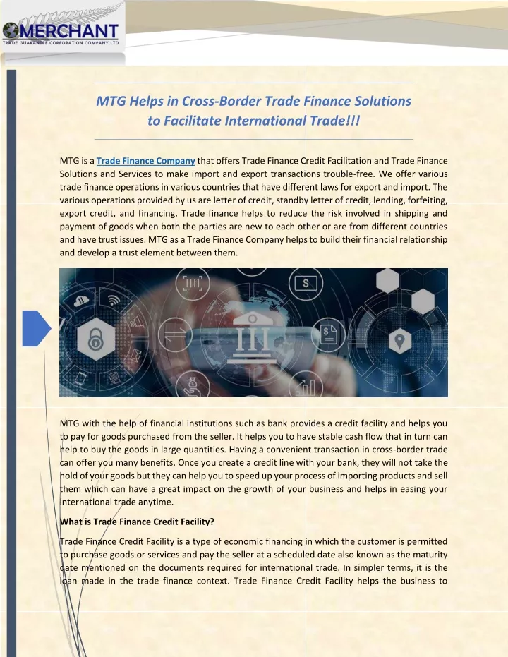 mtg helps in cross border trade finance solutions