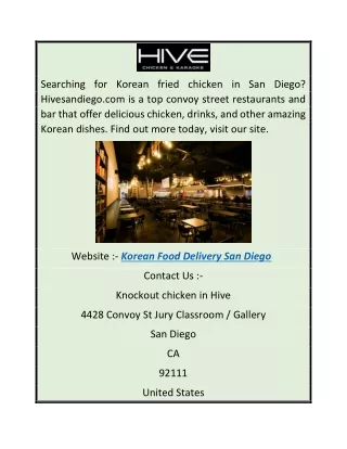 Korean Food Delivery San Diego  Hivesandiego.com