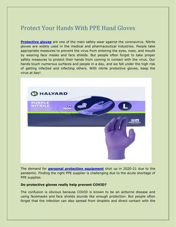 protect your hands with ppe hand gloves
