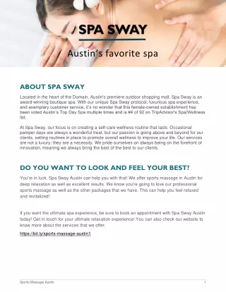 Spa Sway - Do you want to look and feel your best?
