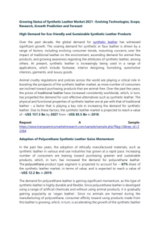 growing status of synthetic leather market 2021