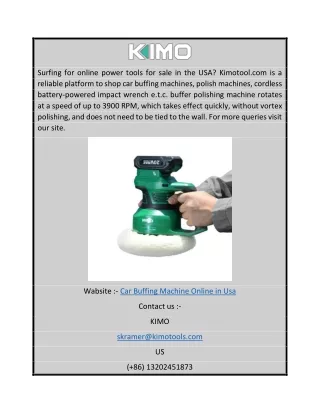Car Buffing Machine Online in Usa  Kimotool.com