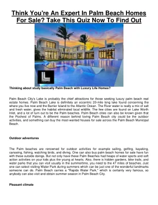 Get to know about palm beach real estate