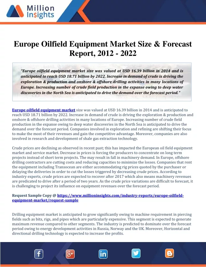 europe oilfield equipment market size forecast