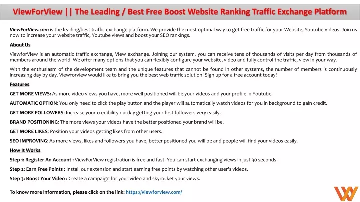 viewforview the leading best free boost website ranking traffic exchange platform