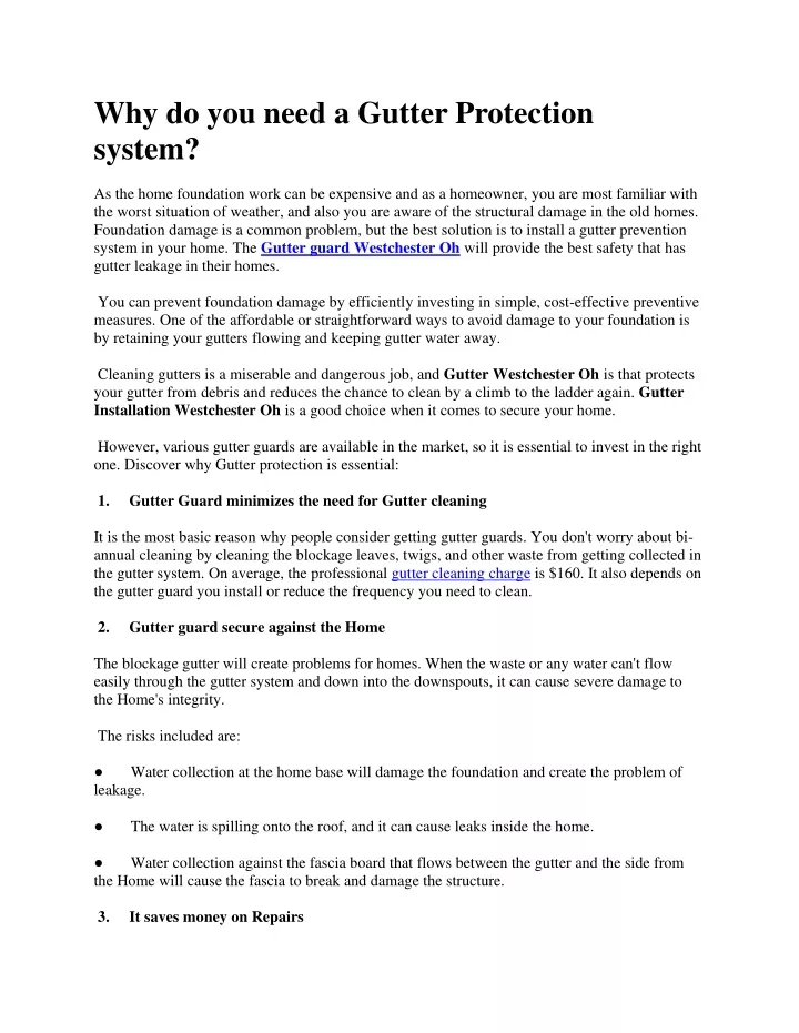 why do you need a gutter protection system