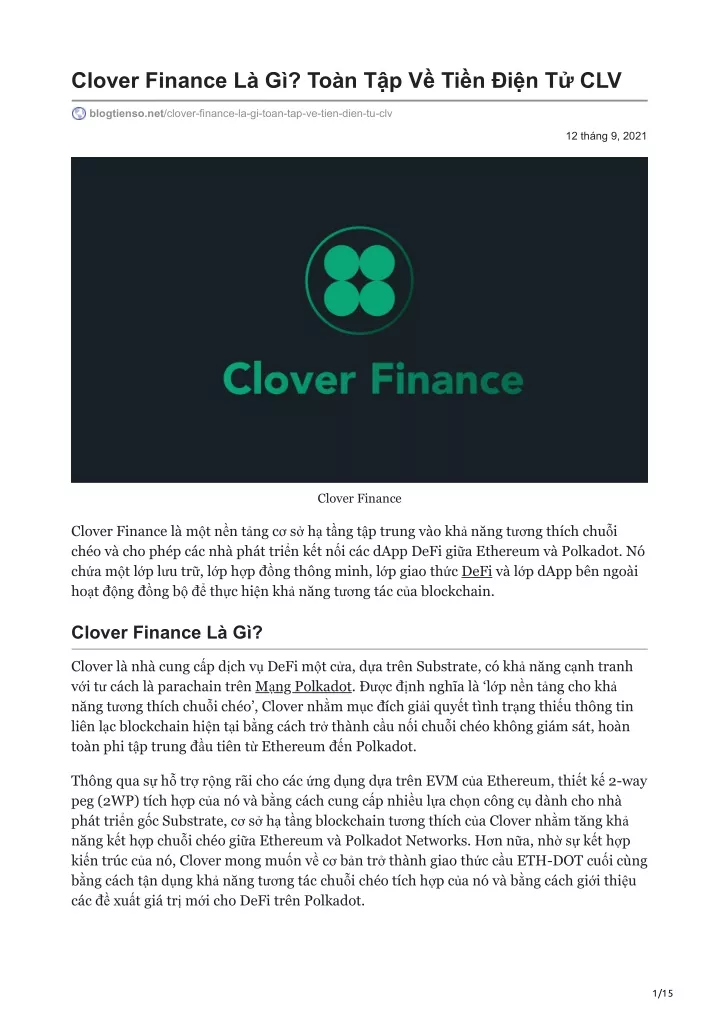 clover finance l g to n t p v ti n i n t clv