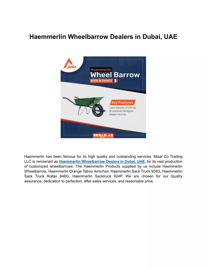 haemmerlin wheelbarrow dealers in dubai uae