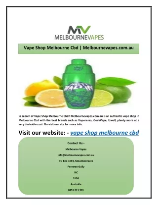 Vape Shop Melbourne Cbd | Melbournevapes.com.au