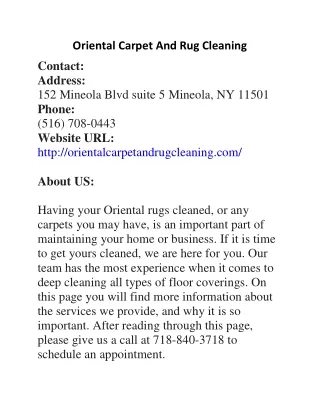 Oriental Carpet And Rug Cleaning