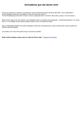 falhas de brincadeiras