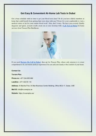 get easy convenient at home lab tests in dubai