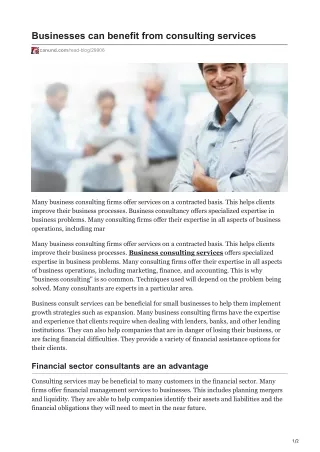 Businesses can benefit from consulting services
