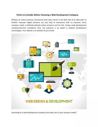 Points to Consider Before Choosing a Web Development Company