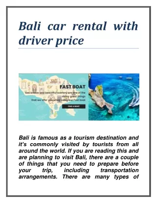 Bali car rental with driver price