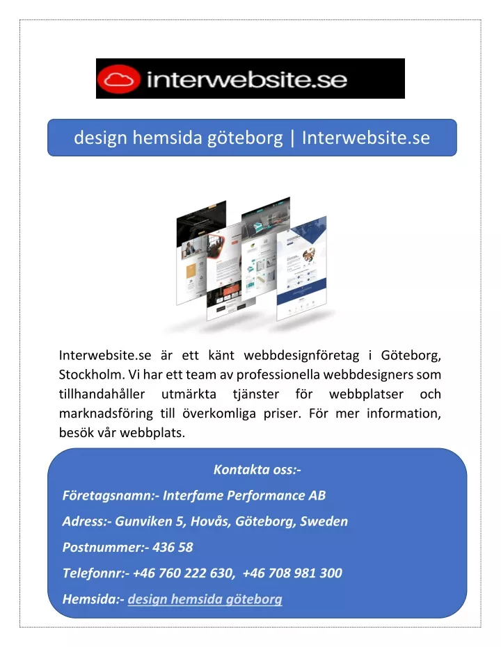 design hemsida g teborg interwebsite se