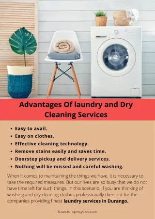 Advantages Of laundry and Dry Cleaning Services
