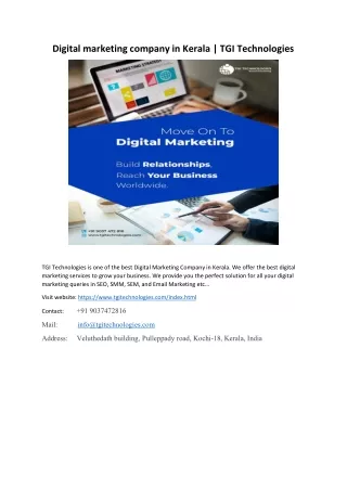 Digital marketing company in Kerala | TGI Technologies