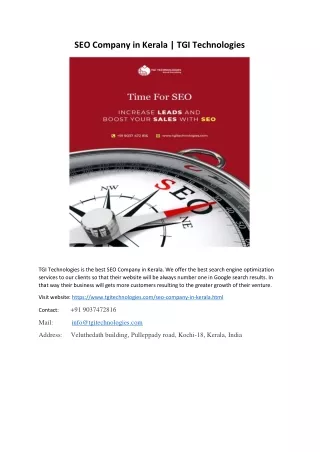 SEO Company in Kerala | TGI Technologies