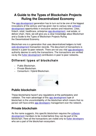 a guide to the types of blockchain projects