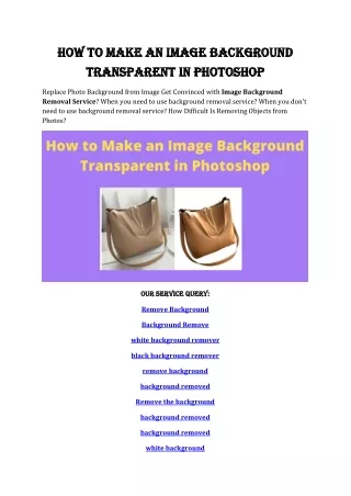How to Make an Image Background Transparent in Photoshop