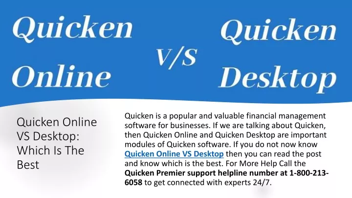 quicken online vs desktop which is the best