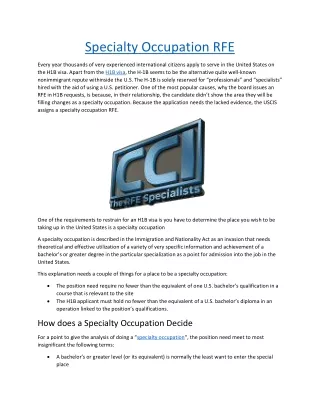 specialty occupation rfe