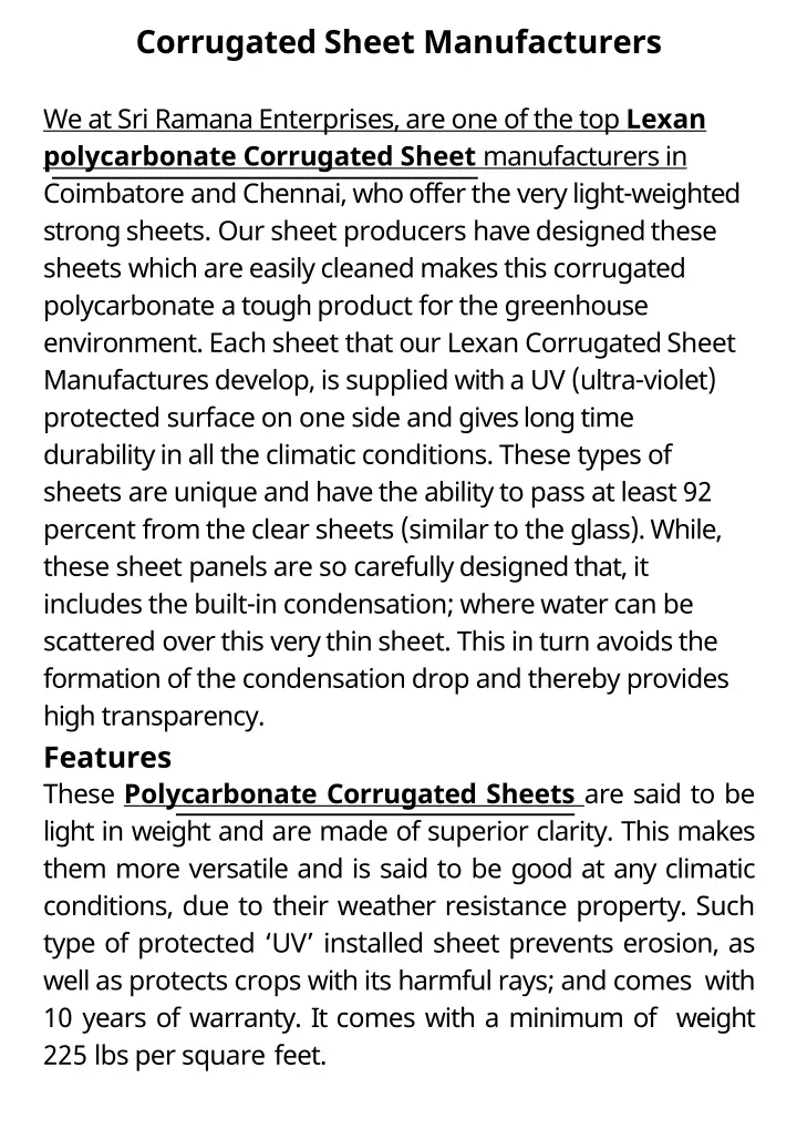 corrugated sheet manufacturers we at sri ramana