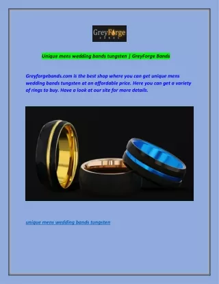 Unique mens wedding bands tungsten | GreyForge Bands