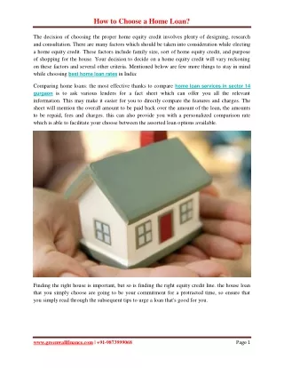 how to choose a home loan