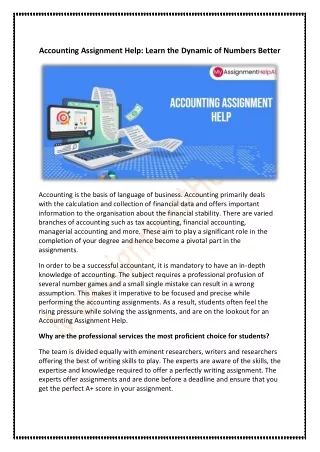 accounting assignment help learn the dynamic