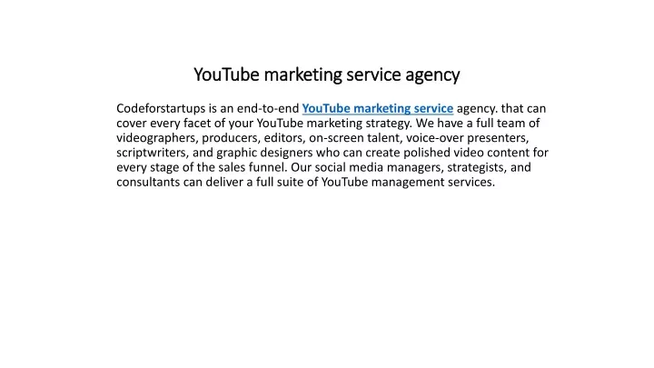youtube marketing service agency