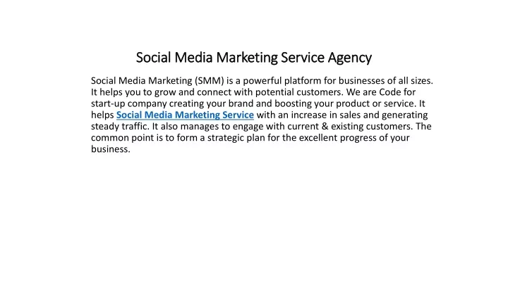 social media marketing service agency