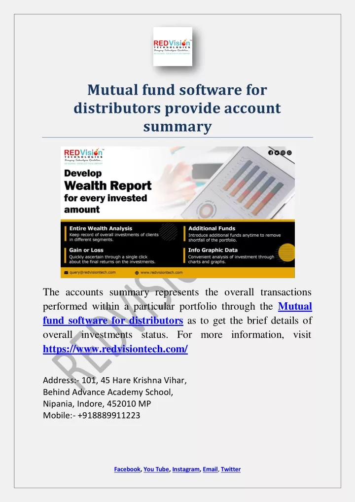 mutual fund software for distributors provide