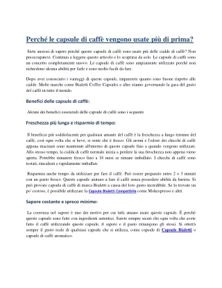Perché le capsule di caffè vengono usate più di prima