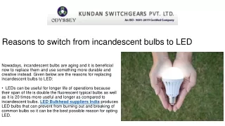 Reasons to switch from incandescent bulbs to LED