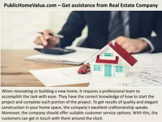 PublicHomeValue.com – Get assistance from Real Estate Company