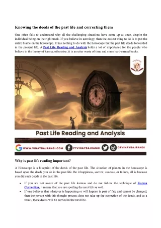 knowing the deeds of the past life and correcting