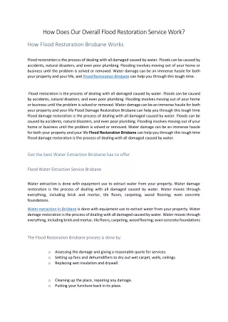 how does our overall flood restoration service