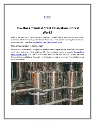 how does stainless steel passivation process work