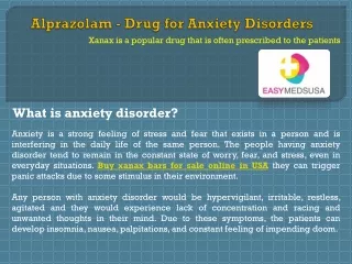 Alprazolam - Drug for Anxiety Disorders
