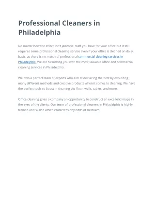 Professional Cleaners in Philadelphia